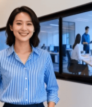 商务女性于办公室微笑留影1054#横屏 