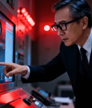 商务人士操作监控屏幕15059#横屏 