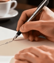 商务人士笔记本上写字画面8316#横屏 