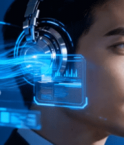 	 戴耳机男子与科技元素画面8719#横屏 