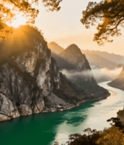 山水河流自然风光全景1031#横屏 