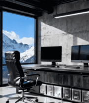 	 带雪山景观的现代办公室760#横屏 