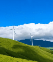 山坡上的风力发电机全景4926#横屏 