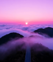 山间公路云海日出景观6596#横屏 