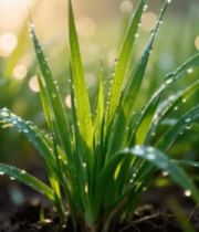 带露珠的嫩绿草地特写3964#横屏 