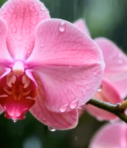 	 带水珠的粉色蝴蝶兰特写13078#横屏 
