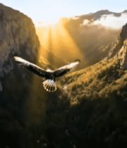 山谷间飞鸟与阳光风景1999#横屏 