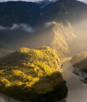 山谷河流自然风光俯瞰8946#横屏 