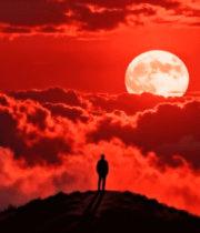 山顶人物观日落景象3286#横屏 