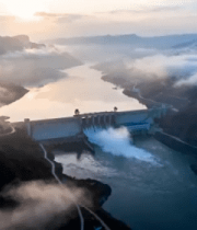 大坝及周边山水风光航拍3035#横屏 