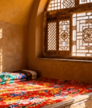 传统民居室内炕与花被褥场景7632#横屏 