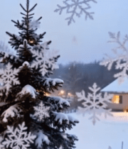 窗景中的雪景与圣诞树12691#横屏 