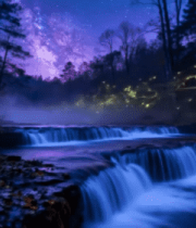 森林溪流星空梦幻素材9796#横屏 