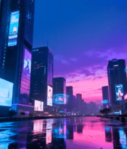 赛博朋克风格城市夜景素材10788#横屏 