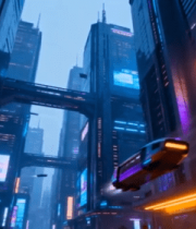 赛博朋克风格未来城市夜景(2)5131#横屏 