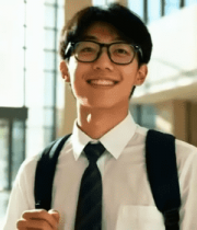 穿校服背书包的学生微笑画面1711#横屏 