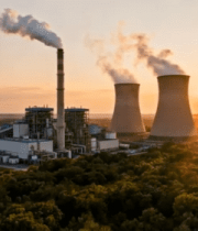 日落时分火力发电厂全景13557#横屏 