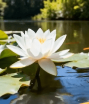 	 池塘中莲花荷叶与游动锦鲤4397#横屏 