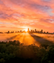 日出时分森林上空云霞美景12356#横屏 