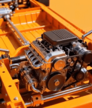 橙色汽车底盘与发动机特写9270#横屏 