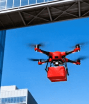 城市中无人机运送包裹画面13974#横屏 