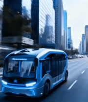 城市中行驶的新能源巴士14164#横屏 