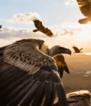 群鹰在天空中飞翔6774#横屏 