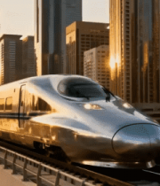 城市中高铁行驶画面2073#横屏 