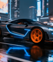 城市夜景中炫酷跑车7918#横屏 