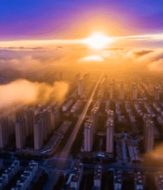 城市云海日出俯瞰景象2363#横屏 