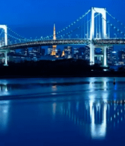 	 城市夜景中的桥梁与河流14830#横屏 