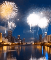 城市夜景烟花绽放15064#横屏 