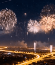 	 城市夜景烟花绽放全景14588#横屏 