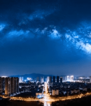 城市夜空银河全景6014#横屏 