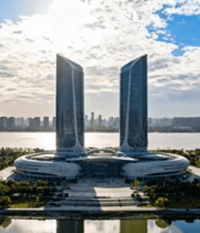 城市双子楼建筑全景5266#横屏 