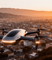 城市上空无人机飞行景象1506#横屏 