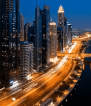 城市夜景高楼与车流俯瞰(1)4895#横屏 