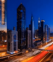 城市夜景高楼与车流景观4164#横屏 