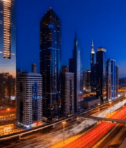 城市夜景高楼与车流景观4164#横屏 