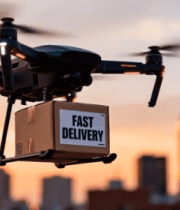 城市上空无人机快递送货13262#横屏 