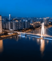 城市夜景桥梁与高楼俯瞰10862#横屏 