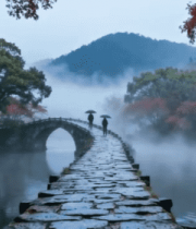 秋日石桥红叶自然风光7#横屏 