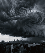 城市上空巨大风暴乌云景观6555#横屏 