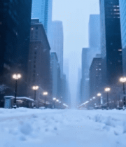 城市街道雪景全景4431#横屏 