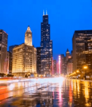 城市街道夜晚摩天大楼景观6064#横屏 