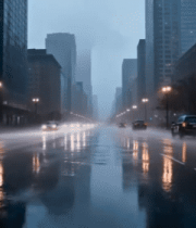 城市街道雨天行车景象7729#横屏 