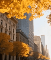 城市街道秋日黄叶与建筑景观10736#横屏 