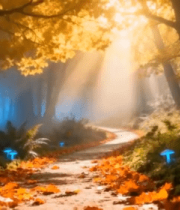 秋日森林阳光洒落小路素材1058#横屏 