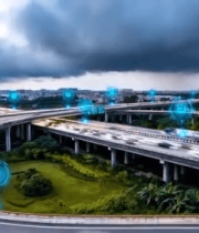 城市立交桥科技感航拍画面635#横屏 