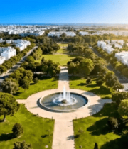 城市公园喷泉鸟瞰景象4627#横屏 